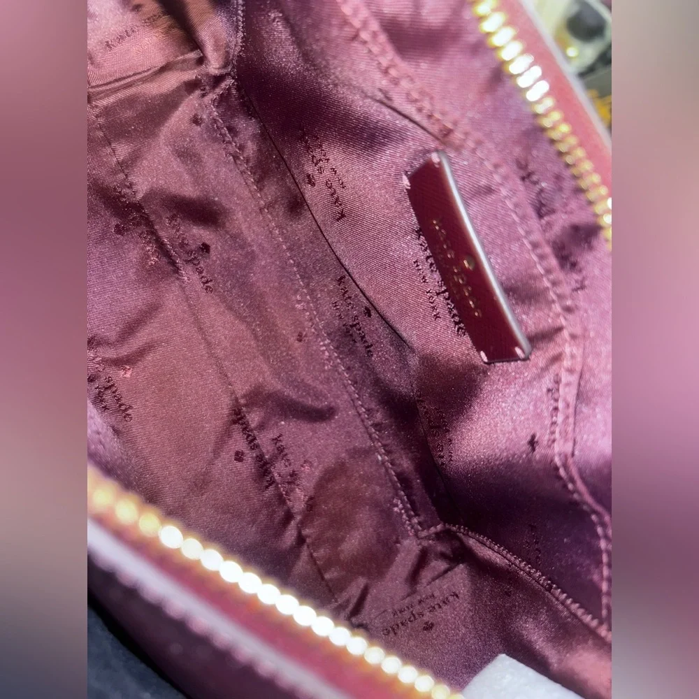 Kate Spade Burgundy Saffino leather shoulder bag w La Siene scarf and bag strap - Picture 6 of 6